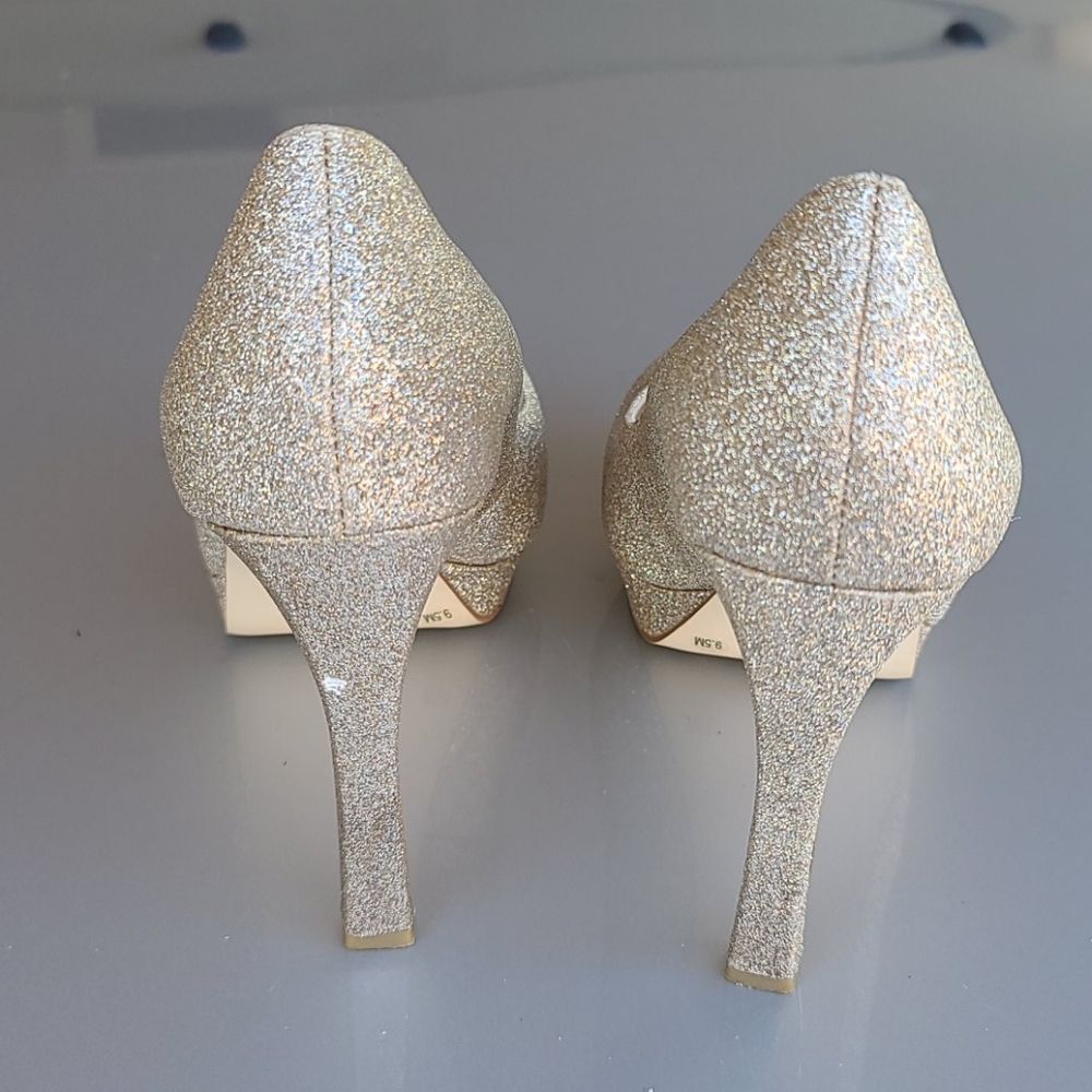 GIANNI BINI Jeanna Champagne Glitter Platform Heels 9.5 Pumps Stilettos - Picture 8 of 16